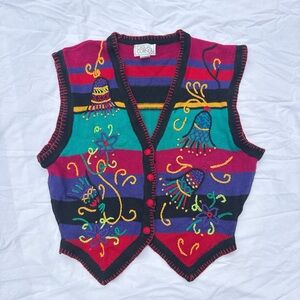 Vintage 80s multicolored sweater vest